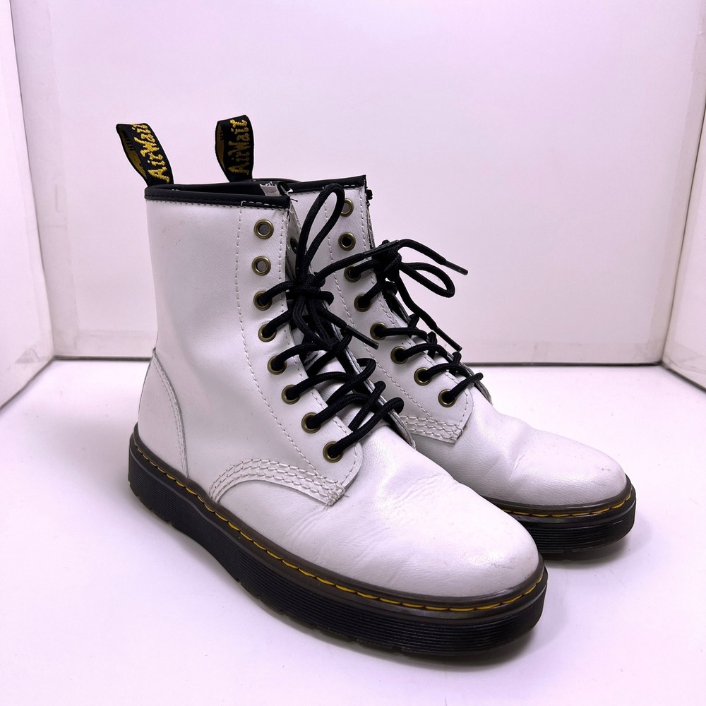 Dr. Martens Zavala Lace Up Combat Boots Womens 7 White